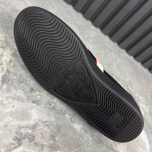 Gucci Ace Stripe Sneakers Black Leather 7.5 G or 8 US or 41.5 EUR - Picture 14 of 16